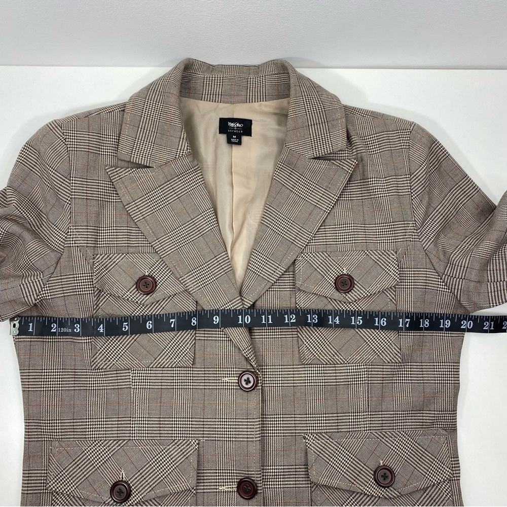 Mossimo Classic Chocolate Brown and Cream Glen Check Plaid Blazer Suit Jacket M - Picture 12 of 16